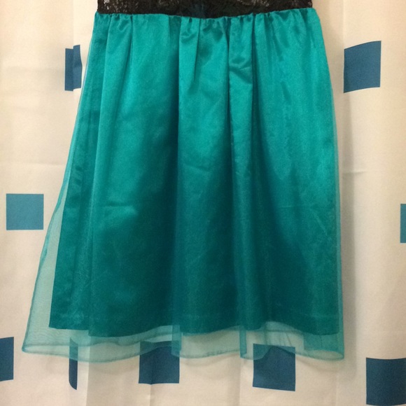 Custom made Teal & Black Dress - Picture 3 of 6
